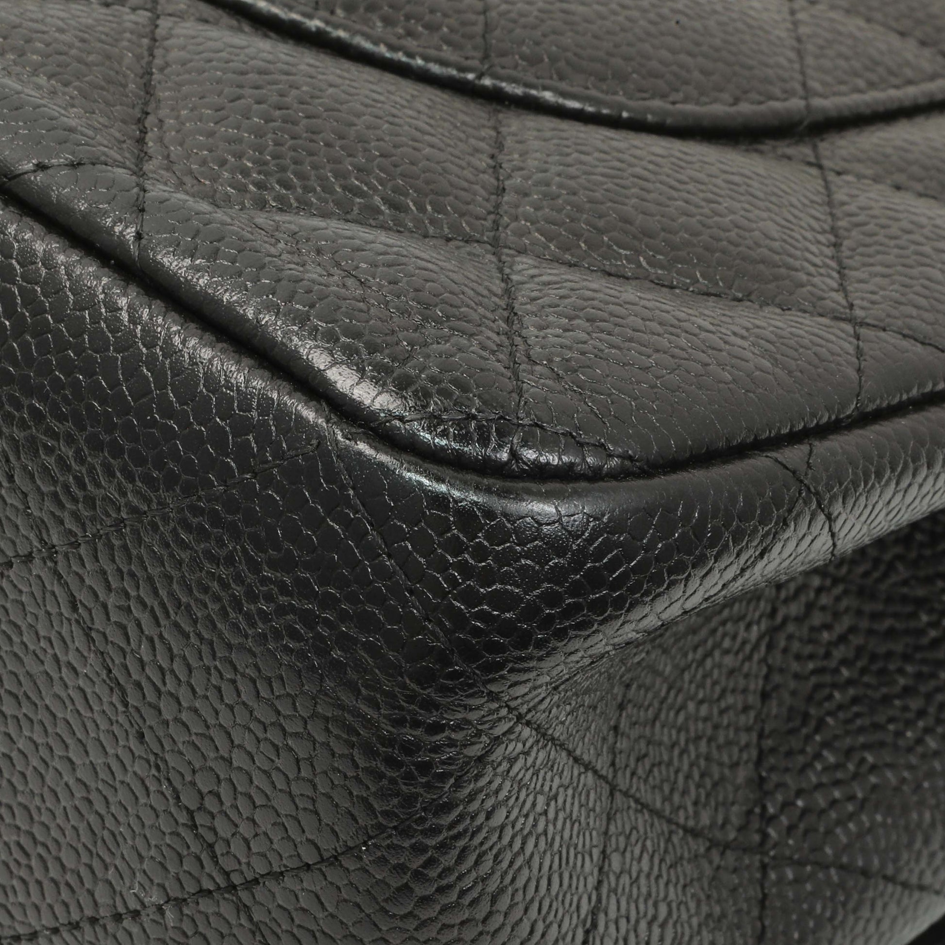 Exclusive Chanel Black Quilted Caviar Jumbo Double Flap — Alternate View 7