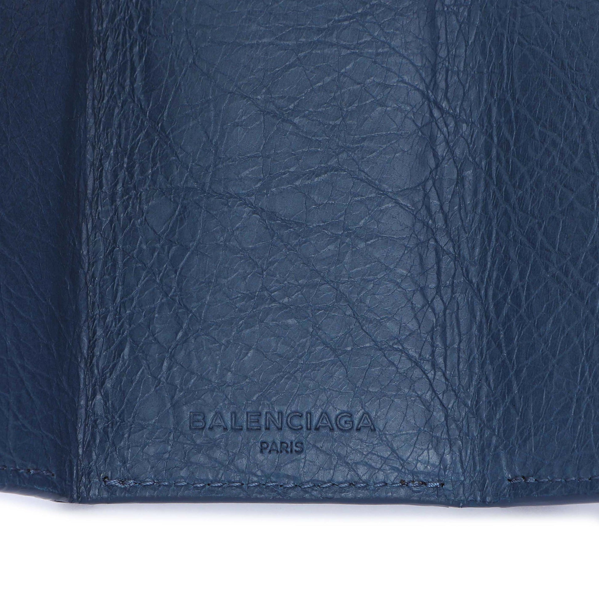 Exclusive Balenciaga Blue Lambskin Classic Mini Wallet — Detail View