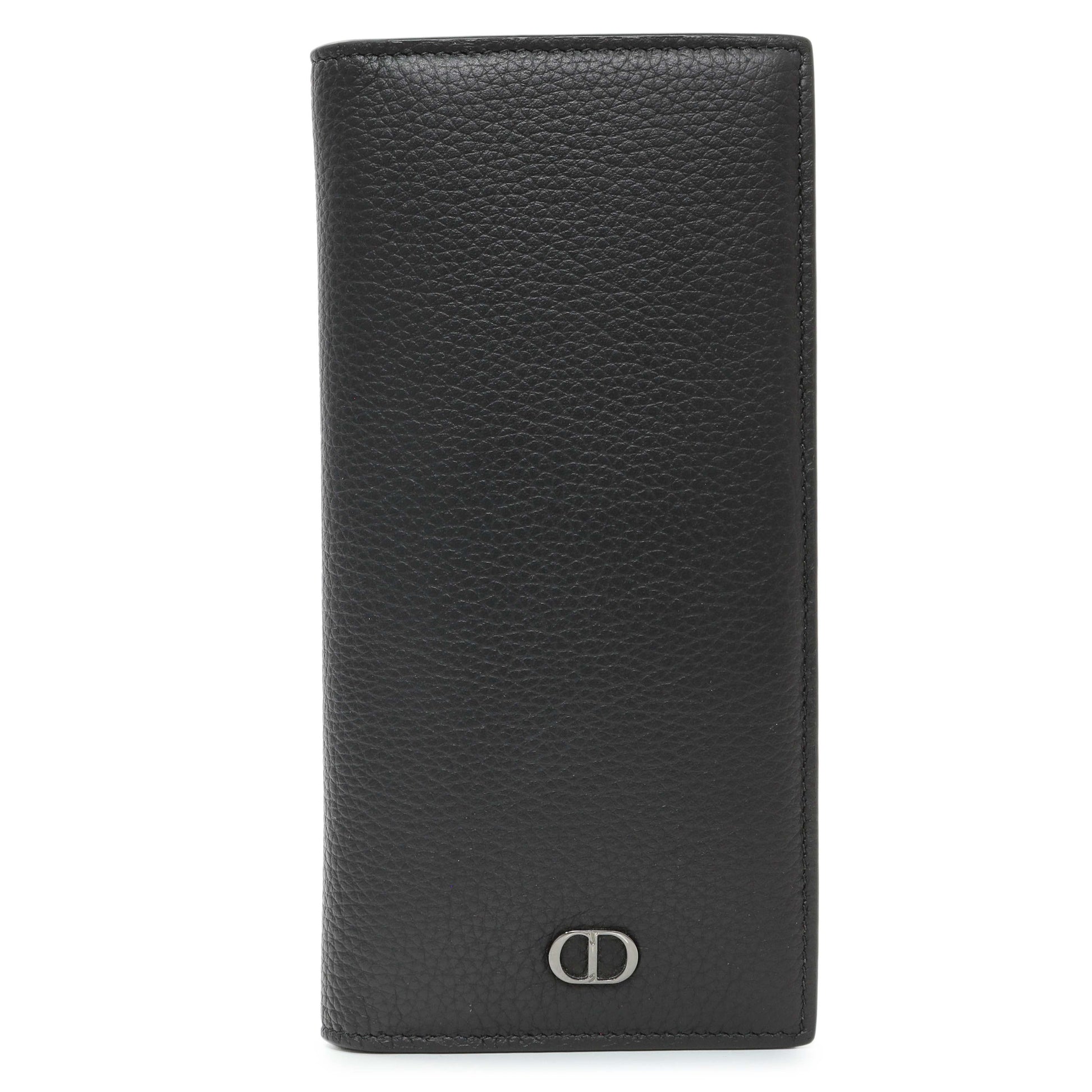 Exclusive Christian Dior Black Calfskin Icon Vertical Wallet — Front View