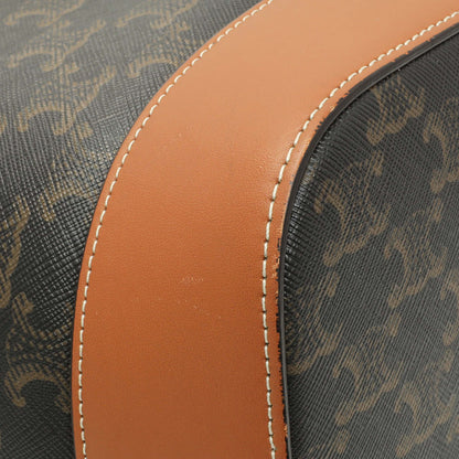 Exclusive Celine Tan Triomphe Canvas Calfskin Medium Bucket Bag — Top View