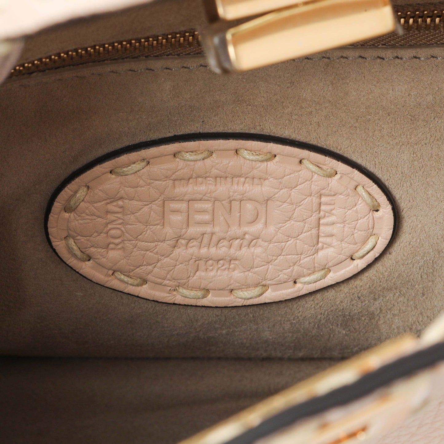 Exclusive Fendi Cuoio Romano Selleria Mini Peekaboo Iconic Satchel — Detail View