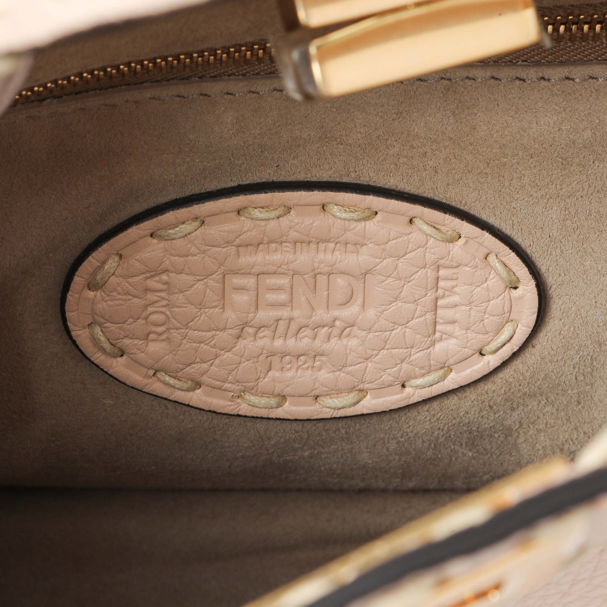 Exclusive Fendi Cuoio Romano Selleria Mini Peekaboo Iconic Satchel — Detail View