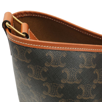 Exclusive Celine Tan Triomphe Canvas Calfskin Medium Bucket Bag — Alternate View 11