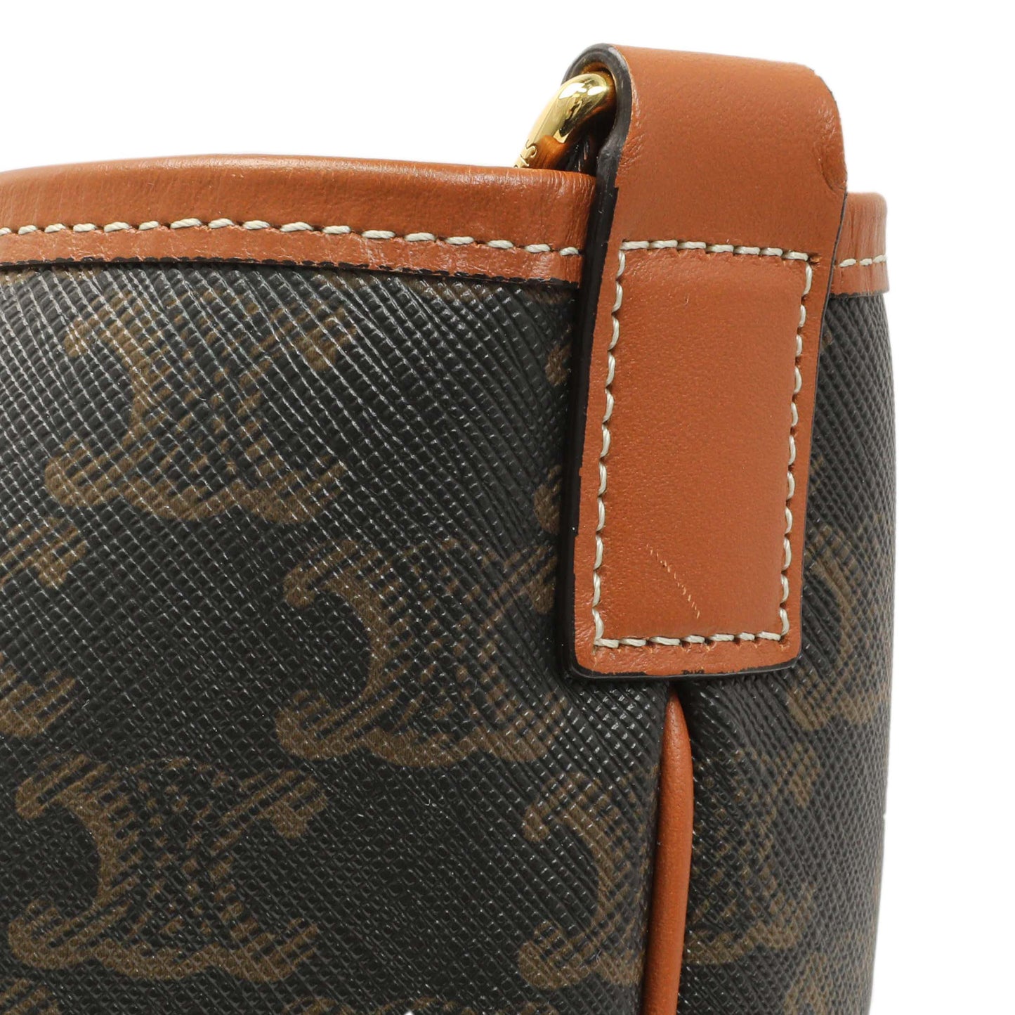 Exclusive Celine Tan Triomphe Canvas Calfskin Medium Bucket Bag — Alternate View 12