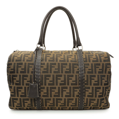 Exclusive Fendi Zucca Selleria Large Boston Bag — Front View