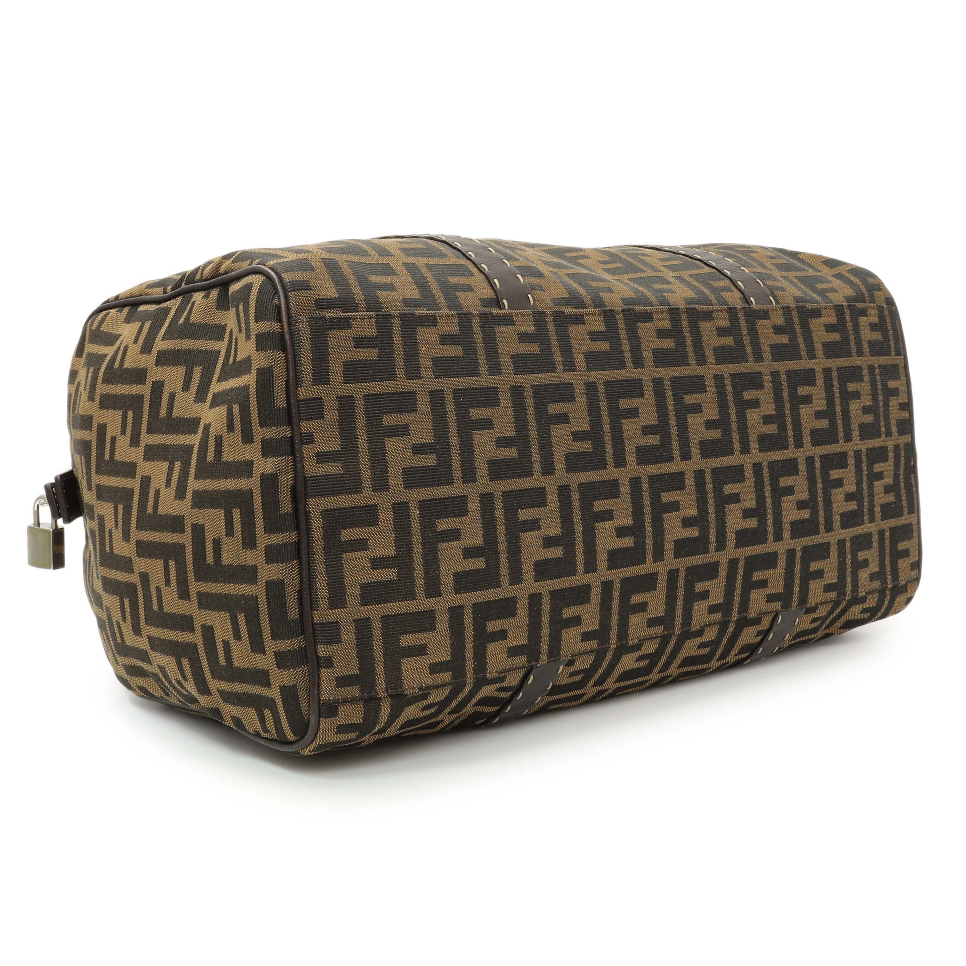 Exclusive Fendi Zucca Selleria Large Boston Bag — Back View