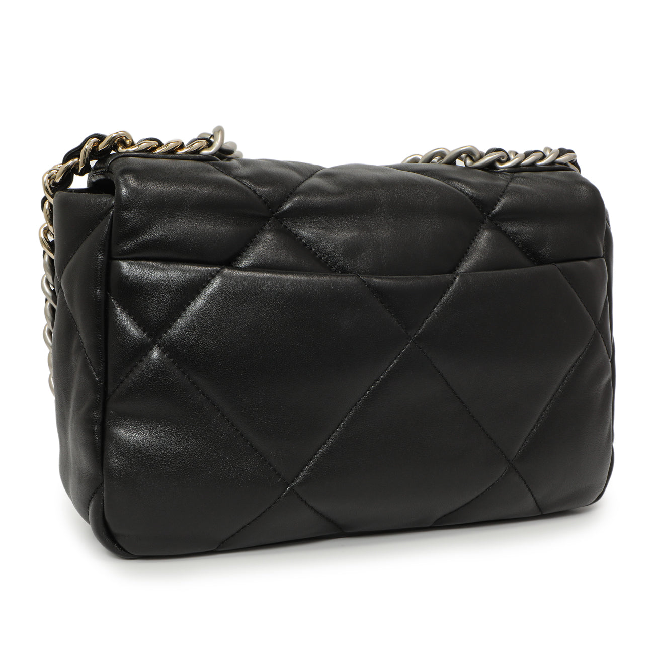 Exclusive Chanel Black Quilted Lambskin Medium 19 Flap — Back View