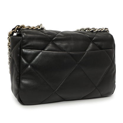 Exclusive Chanel Black Quilted Lambskin Medium 19 Flap — Back View