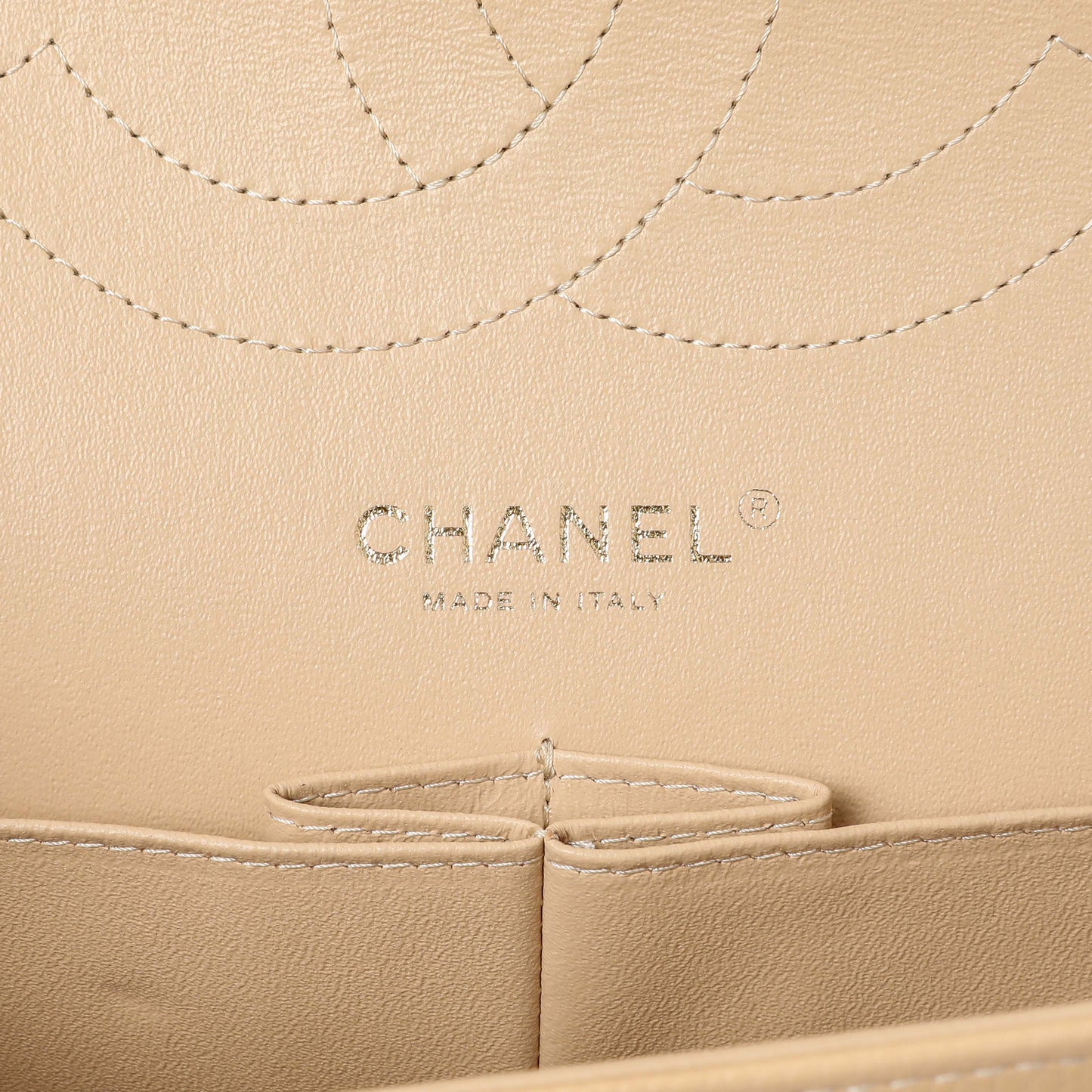 Exclusive Chanel Beige Quilted Caviar Jumbo Classic Double Flap — Detail View