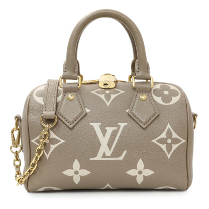 Exclusive Louis Vuitton Tourterelle Creme Empreinte Monogram Giant Speedy 20 Bandouliere — Front View