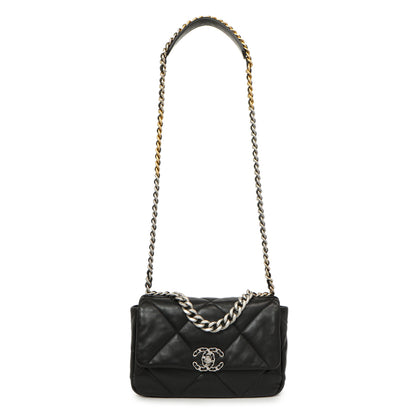 Exclusive Chanel Black Quilted Lambskin Medium 19 Flap — Front View