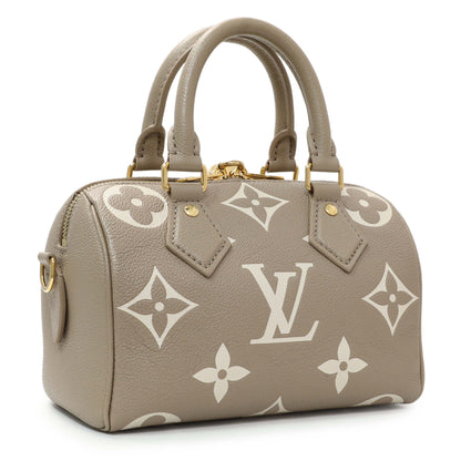 Exclusive Louis Vuitton Tourterelle Creme Empreinte Monogram Giant Speedy 20 Bandouliere — Side View