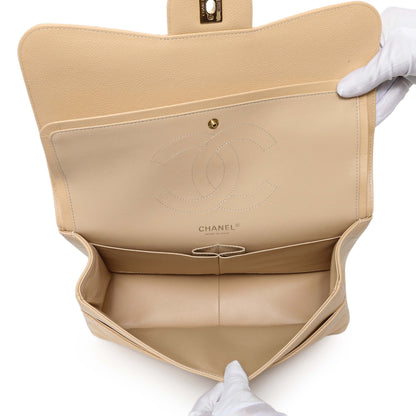 Exclusive Chanel Beige Quilted Caviar Jumbo Classic Double Flap — Top View