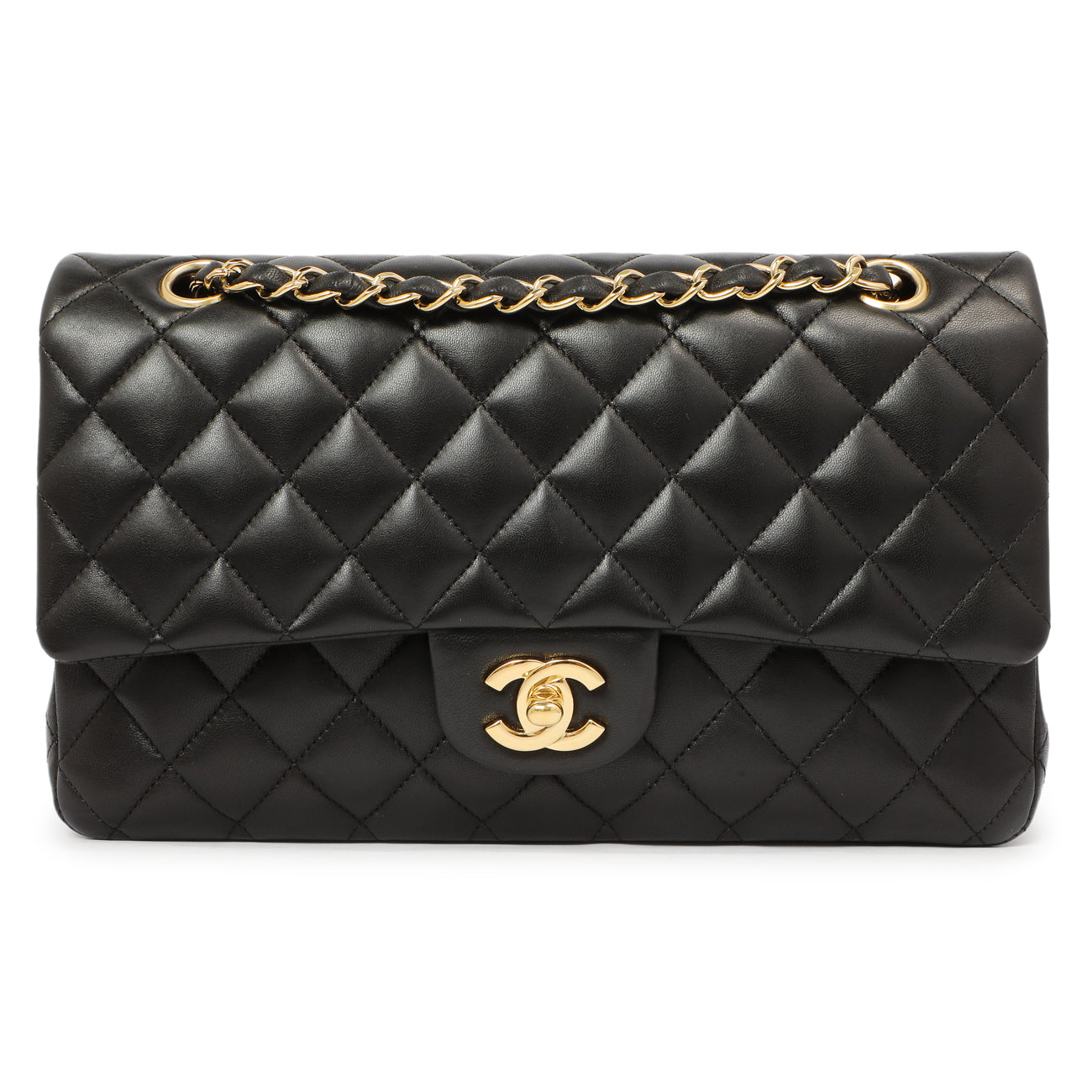 Exclusive Chanel Black Quilted Lambskin Medium Classic Double Flap — Side View