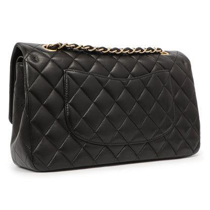 Exclusive Chanel Black Quilted Lambskin Medium Classic Double Flap — Back View