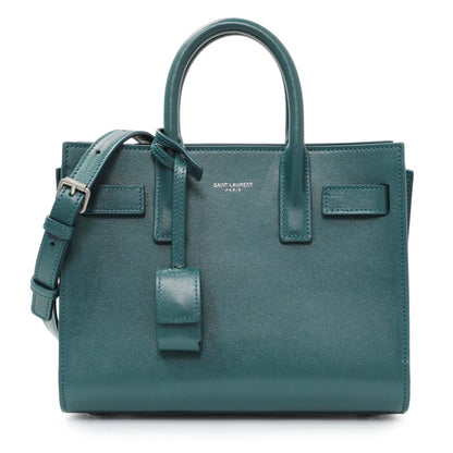 Exclusive Saint Laurent Teal Calfskin Nano Sac De Jour — Front View