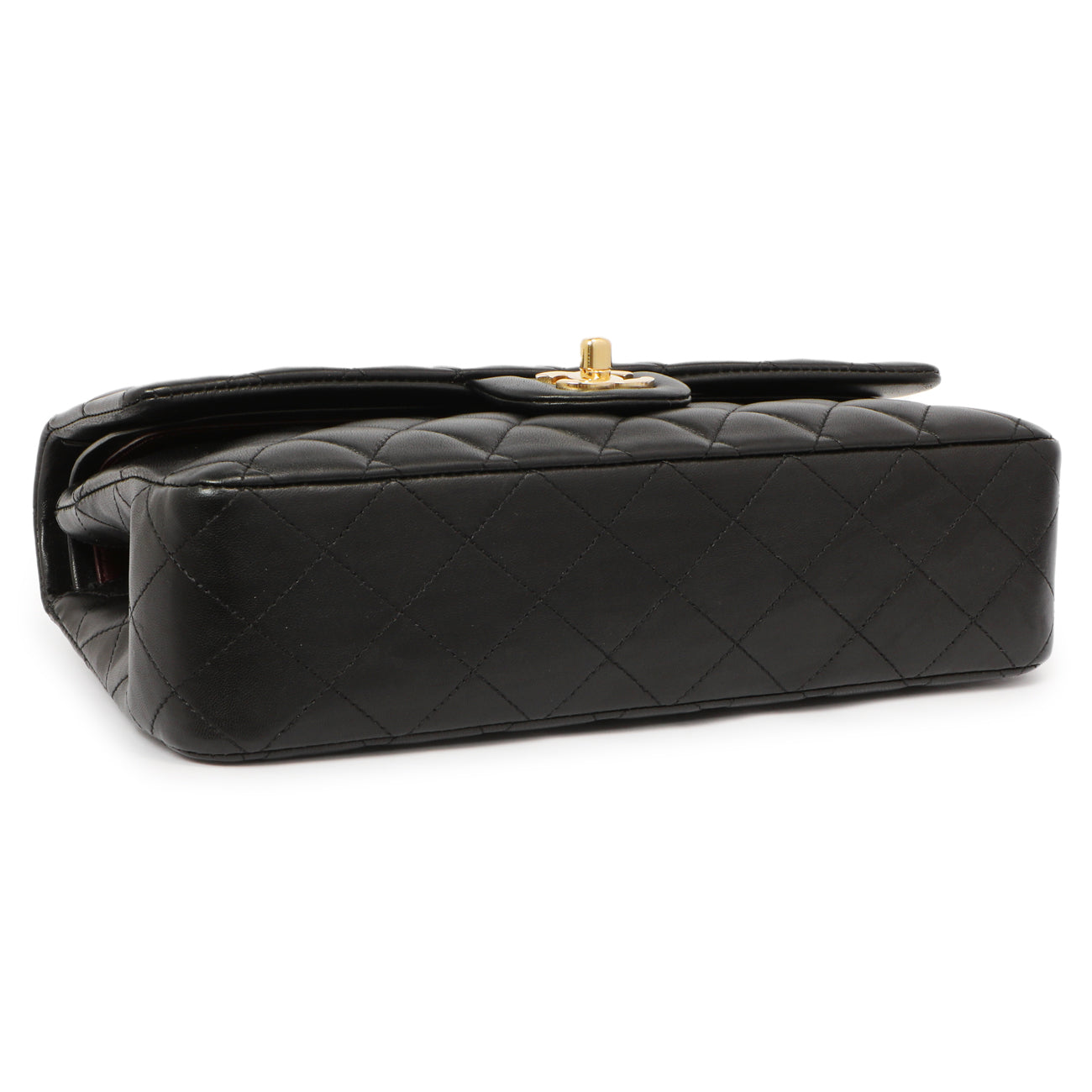 Exclusive Chanel Black Quilted Lambskin Medium Classic Double Flap — Top View