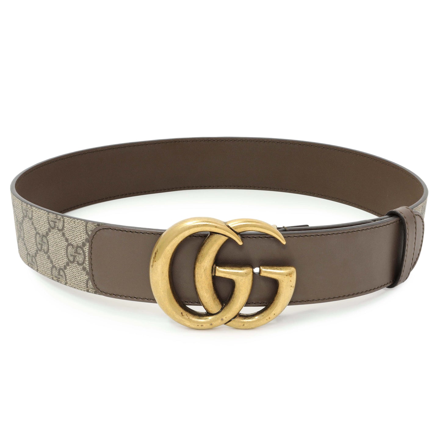 Exclusive Gucci GG Supreme Monogram Double G 40mm Belt — Front View
