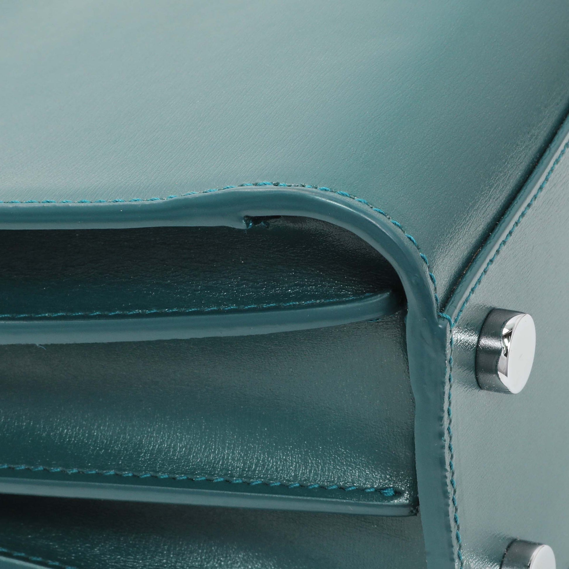 Exclusive Saint Laurent Teal Calfskin Nano Sac De Jour — Top View