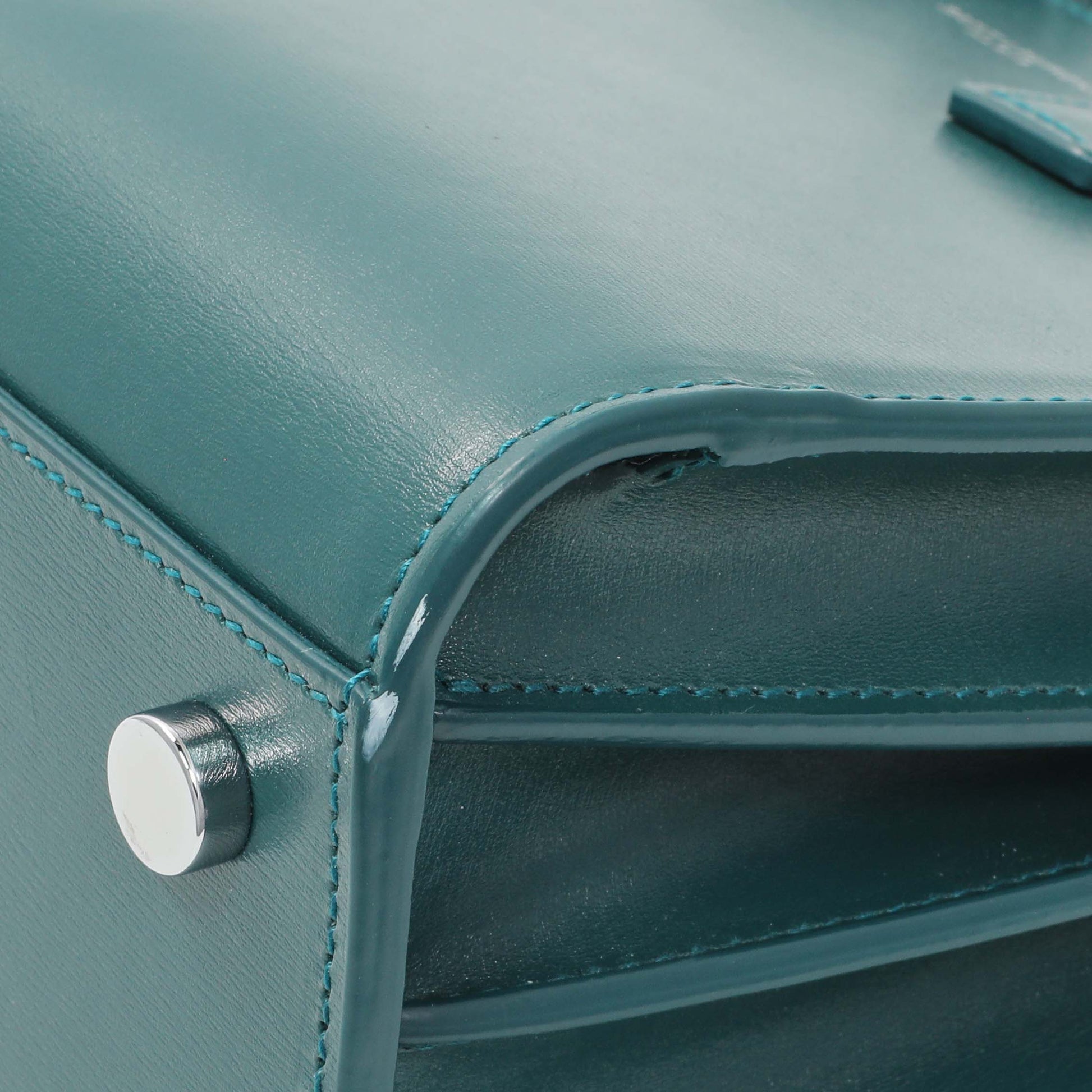 Exclusive Saint Laurent Teal Calfskin Nano Sac De Jour — Detail View