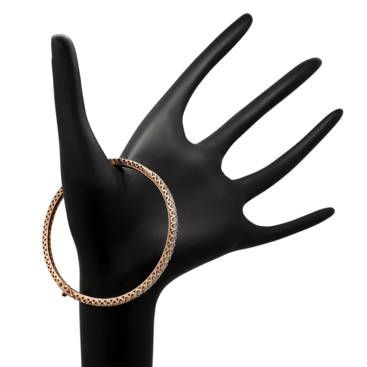 Exclusive 18K Rose Gold 3.10 Carat Diamond Bangle — Back View
