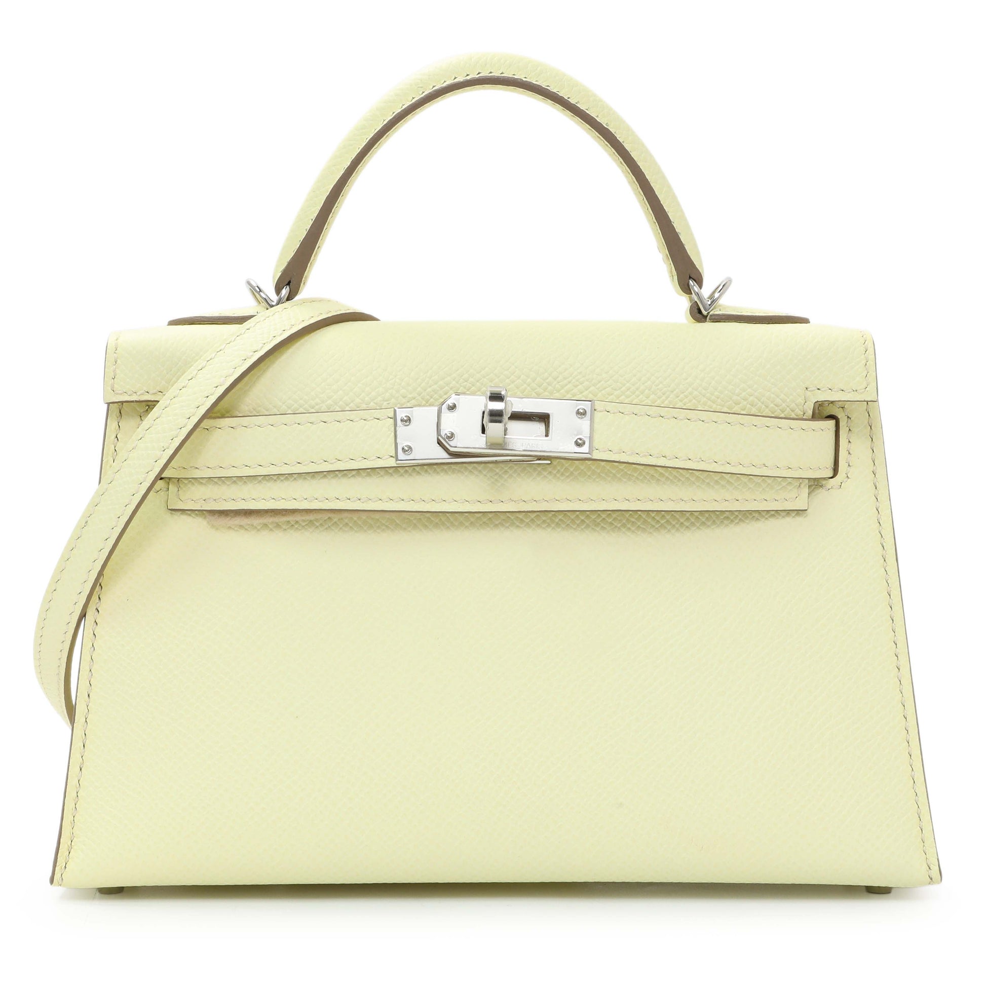 Exclusive Hermes Jaune Milton Epsom Mini Kelly Sellier 20 — Front View
