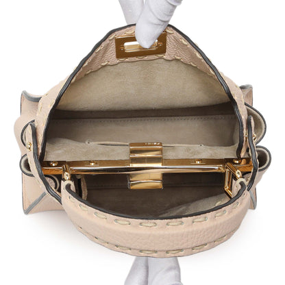 Exclusive Fendi Cuoio Romano Selleria Mini Peekaboo Iconic Satchel — Top View
