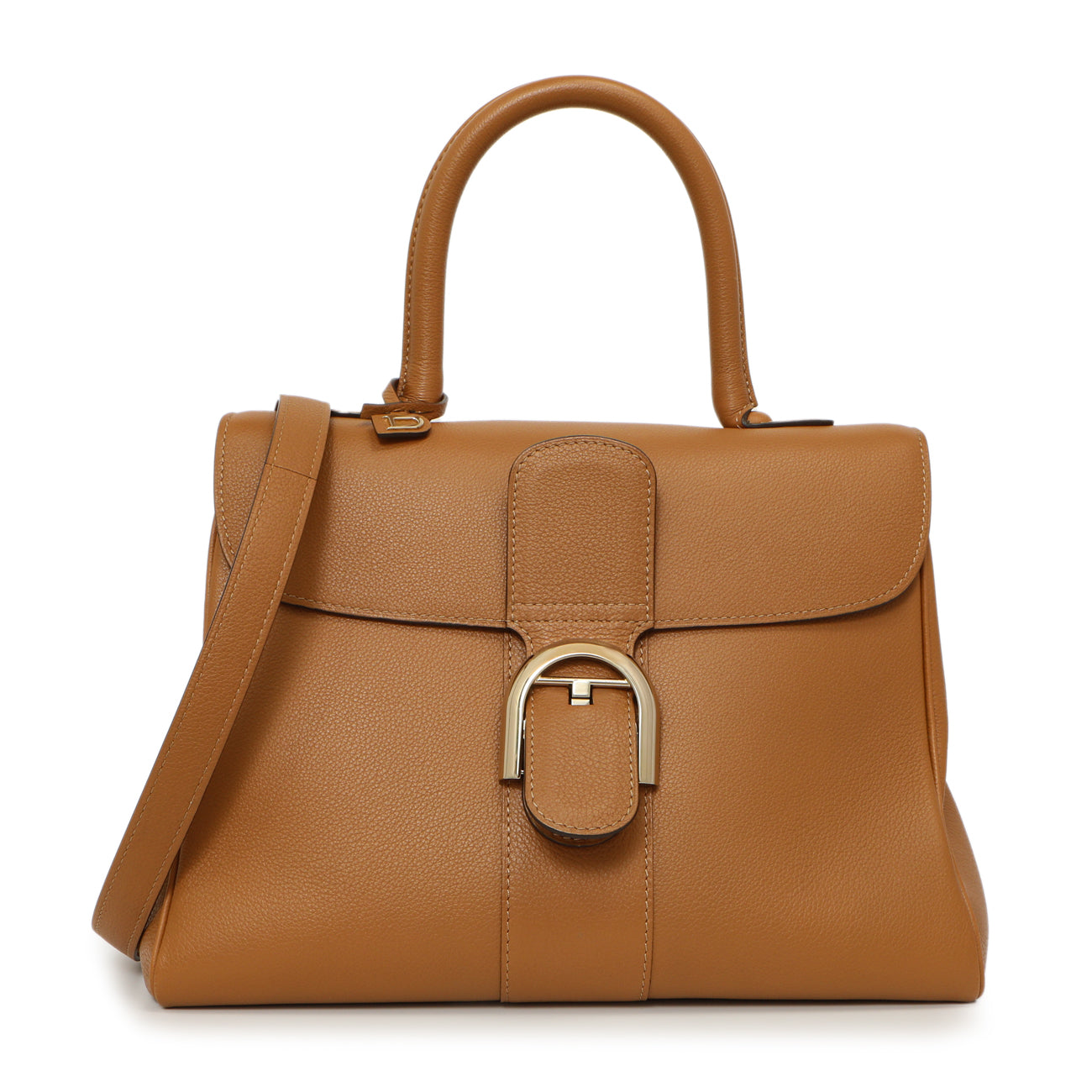 Exclusive Delvaux Brown Grained Calfskin Brillant MM — Front View