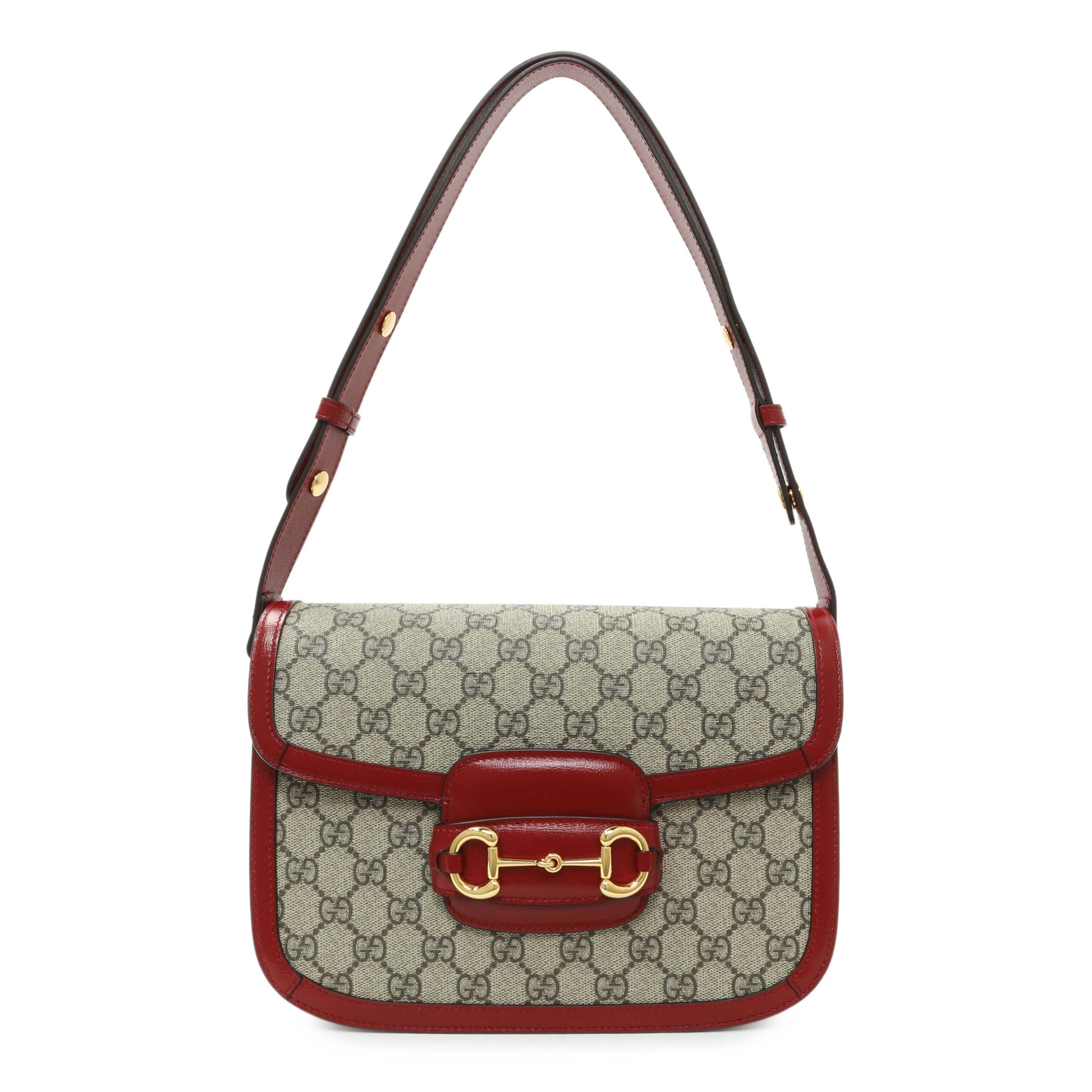 Exclusive Gucci GG Supreme Monogram Azalea Calfskin Horsebit 1955 Shoulder Bag — Front View