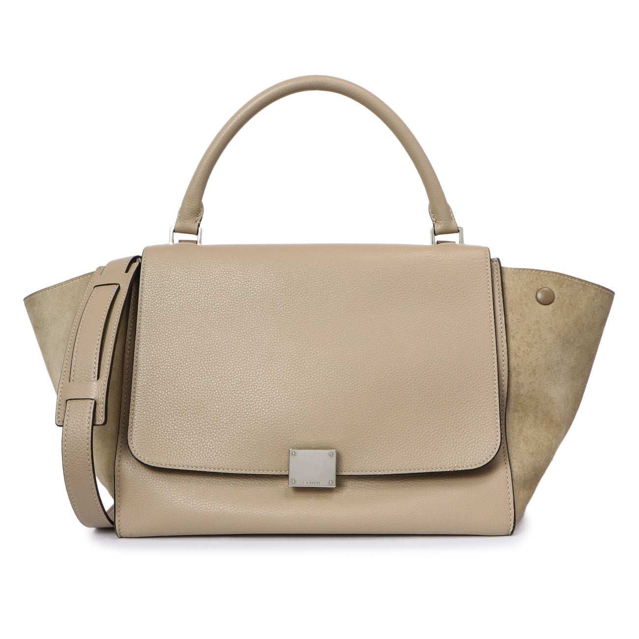 Exclusive Celine Dune Drummed Calfskin & Suede Medium Trapeze — Front View