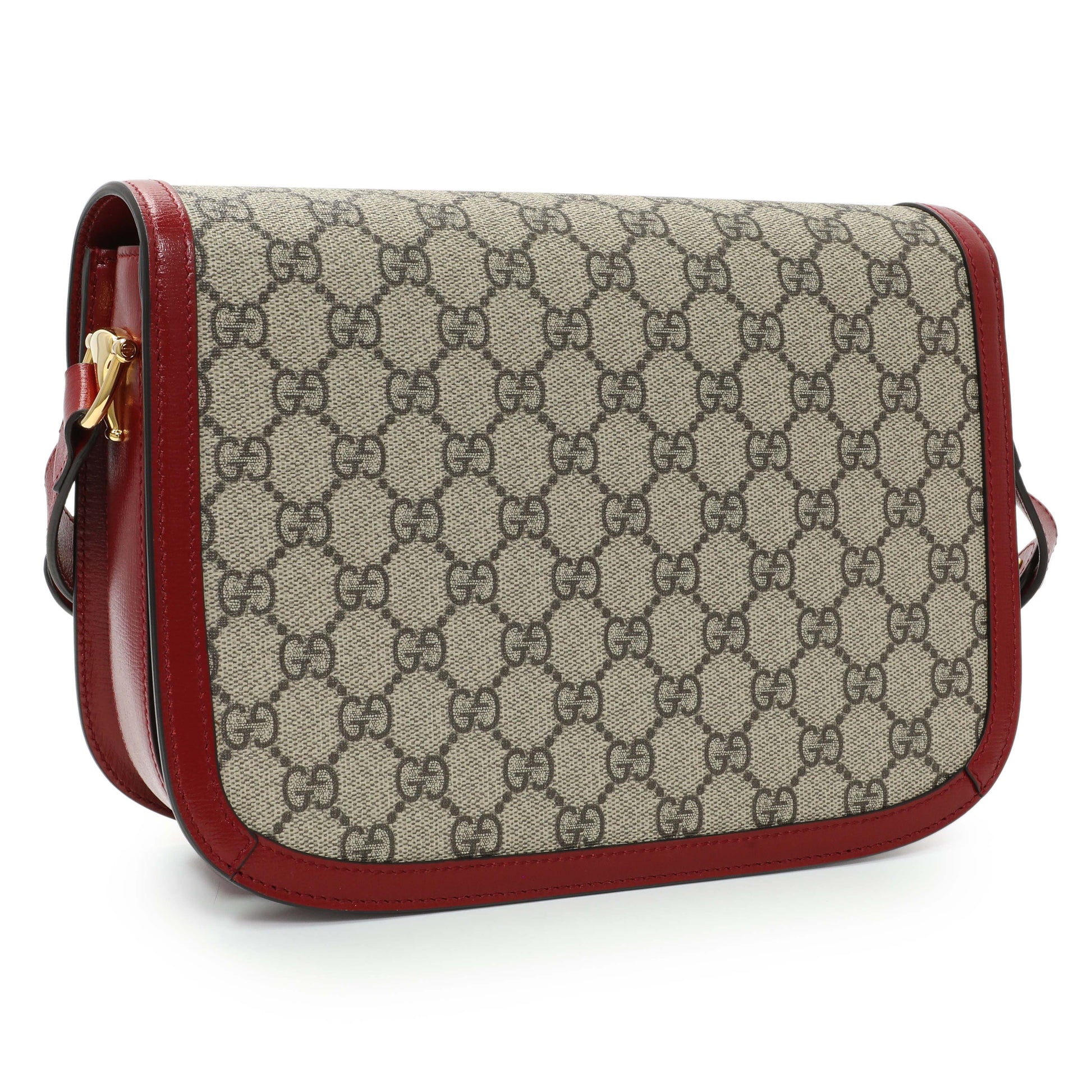 Exclusive Gucci GG Supreme Monogram Azalea Calfskin Horsebit 1955 Shoulder Bag — Side View