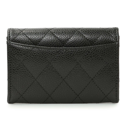 Exclusive Chanel Black Quilted Caviar Flap Card Holder Wallet — Side View
