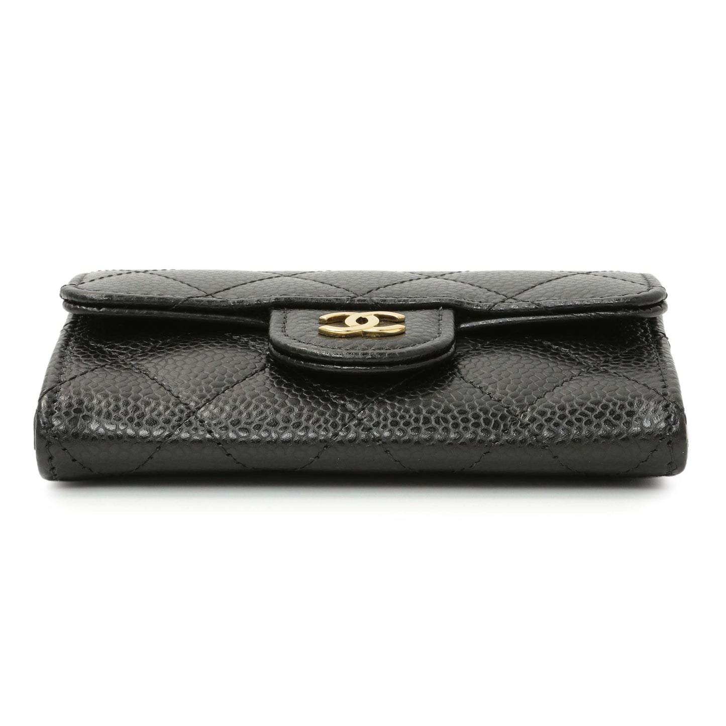Exclusive Chanel Black Quilted Caviar Flap Card Holder Wallet — Back View
