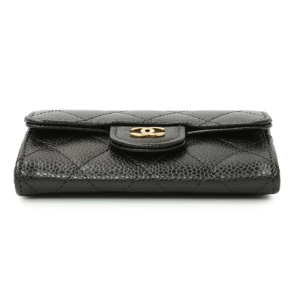Exclusive Chanel Black Quilted Caviar Flap Card Holder Wallet — Back View