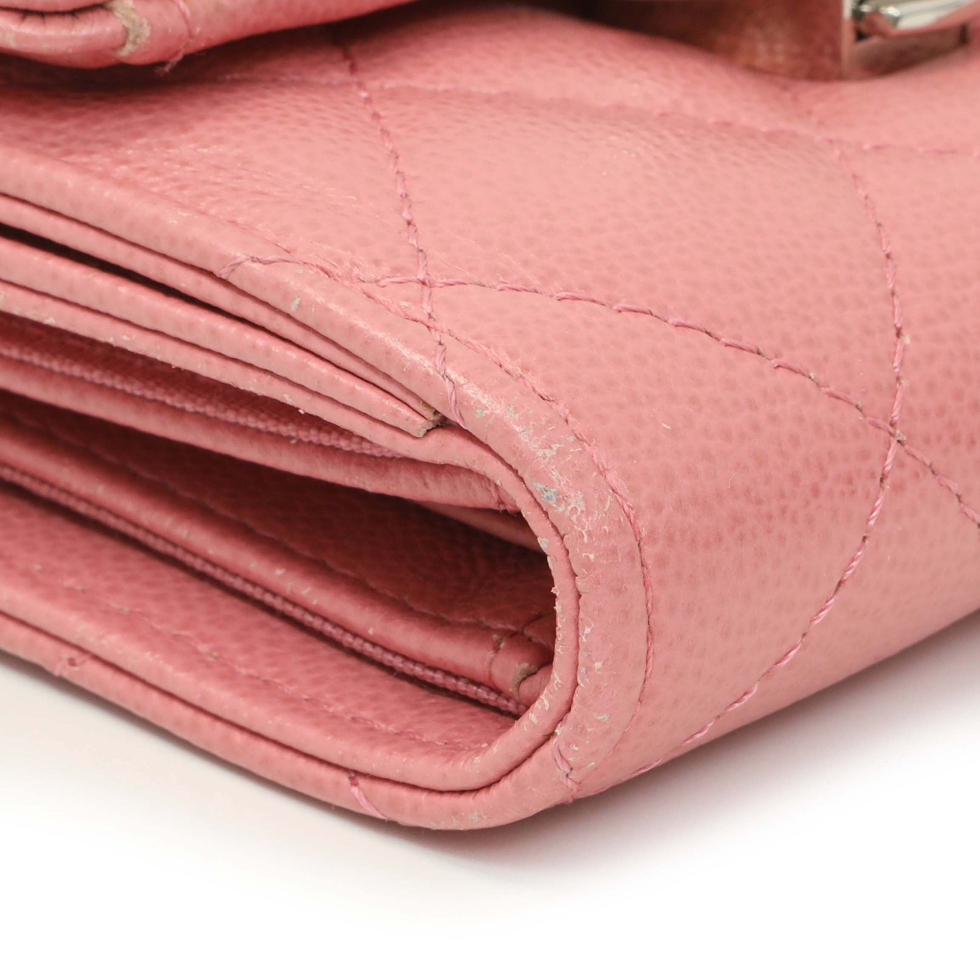 Exclusive Chanel Pink Quilted Grained Calfskin CC Box Flap Wallet — Top View