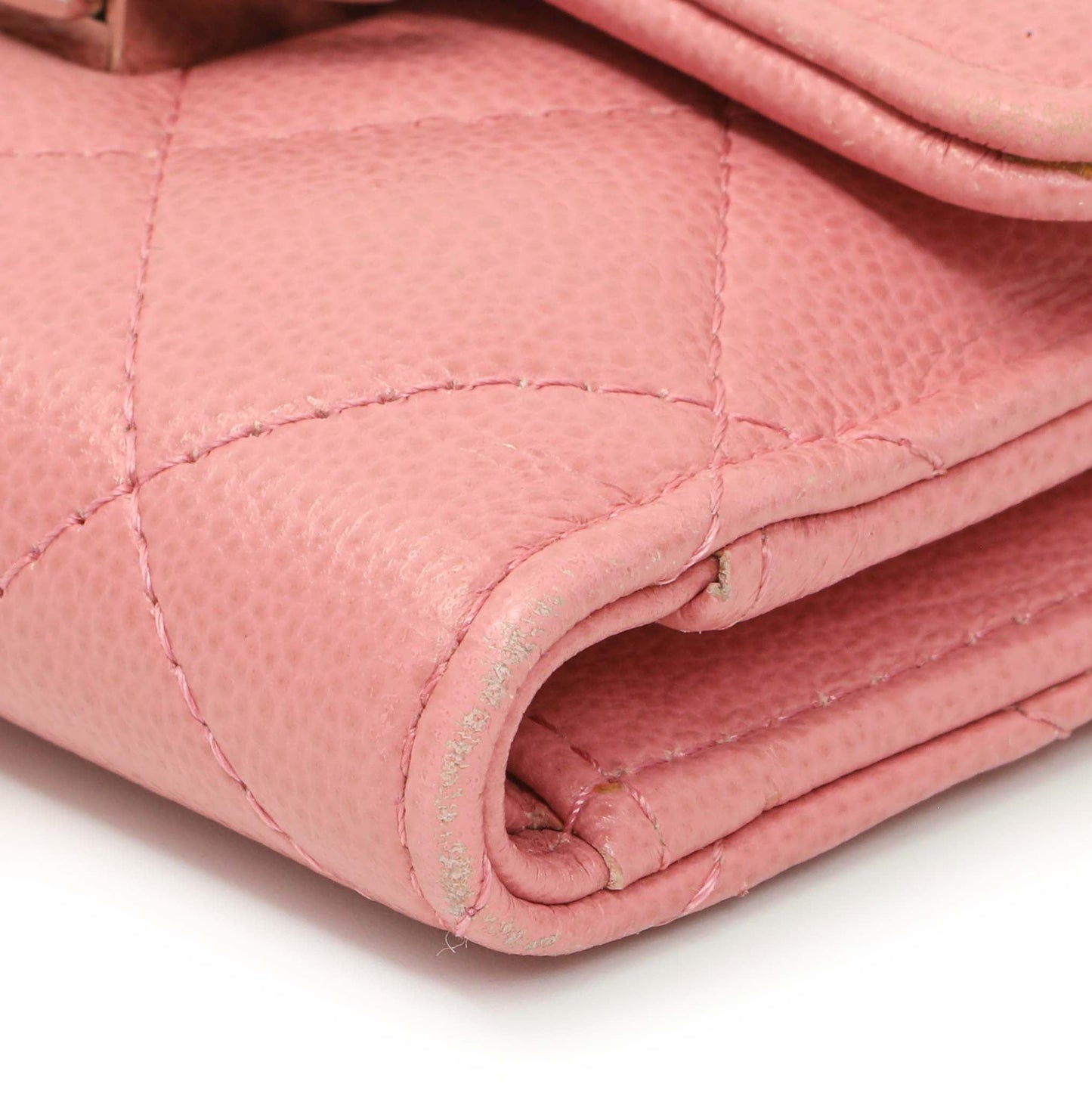 Exclusive Chanel Pink Quilted Grained Calfskin CC Box Flap Wallet — Detail View