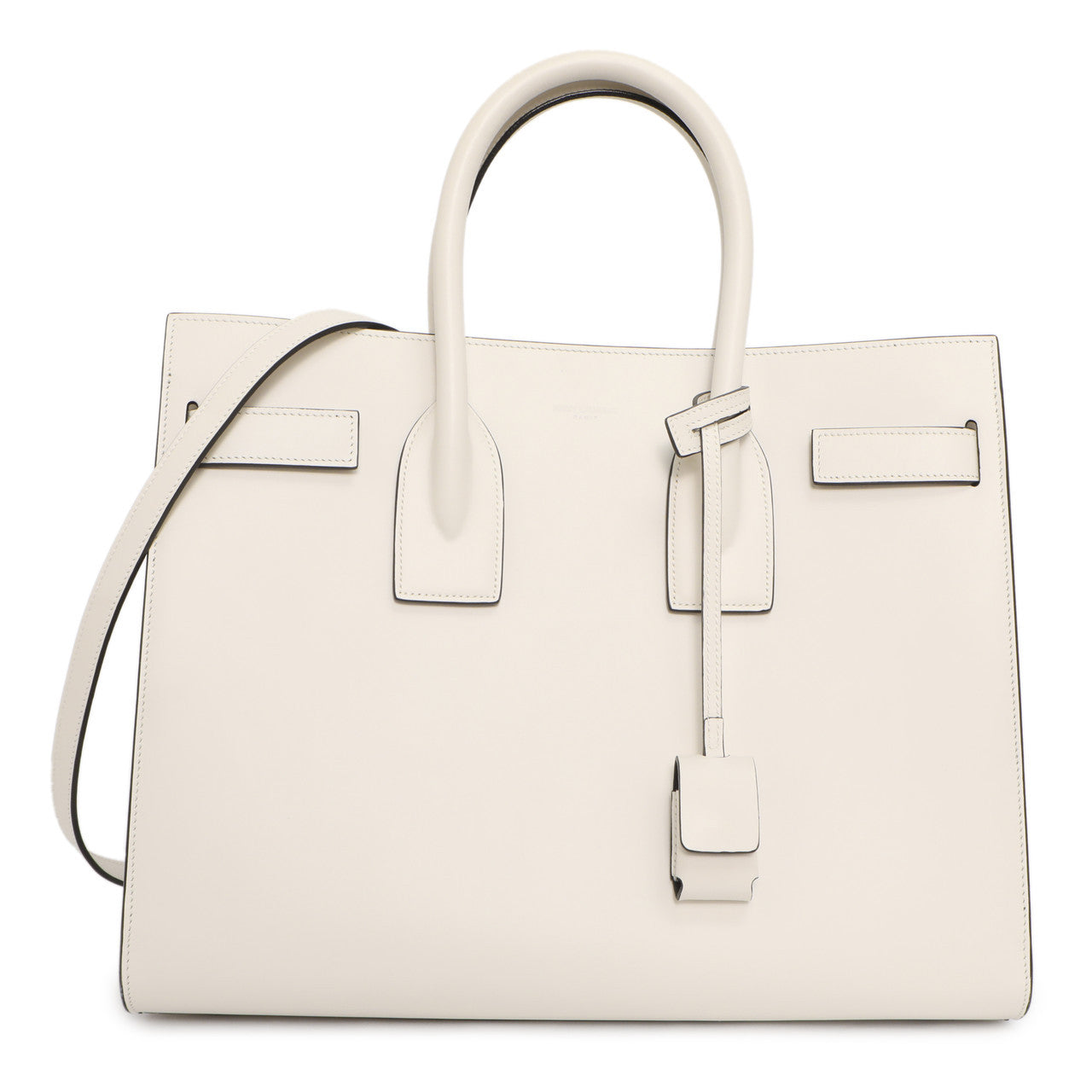 Exclusive Saint Laurent White Calfskin Small Sac De  Jour — Front View