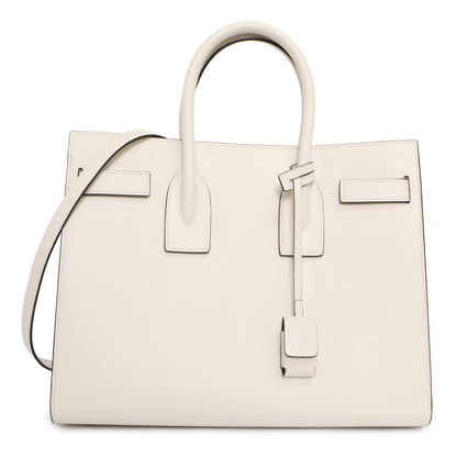 Exclusive Saint Laurent White Calfskin Small Sac De  Jour — Front View