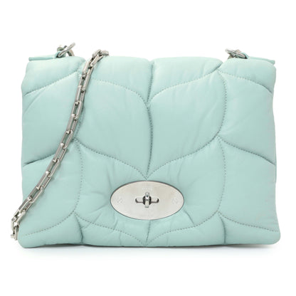 Exclusive Mulberry Blue Nappa Pillow Quilted Little Softie Bag — Front View