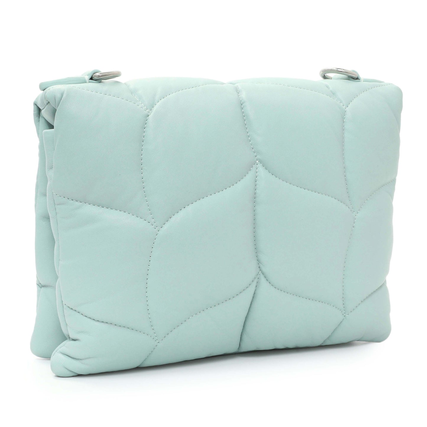 Exclusive Mulberry Blue Nappa Pillow Quilted Little Softie Bag — Side View