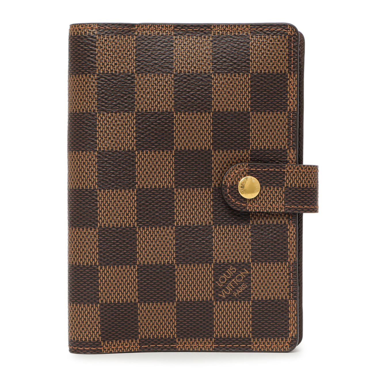 Exclusive Louis Vuitton Damier Ebene Small Ring Agenda Cover — Front View