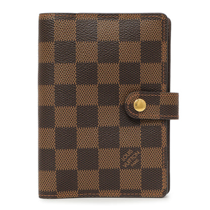 Exclusive Louis Vuitton Damier Ebene Small Ring Agenda Cover — Front View