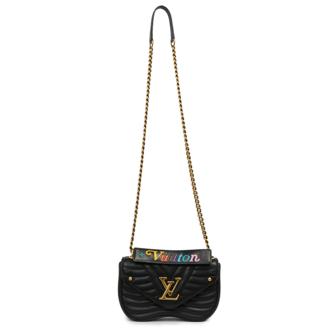 Exclusive Louis Vuitton Black Calfskin New Wave Chain PM — Front View
