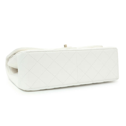 Exclusive Chanel White Quilted Caviar Jumbo Double Flap — Back View