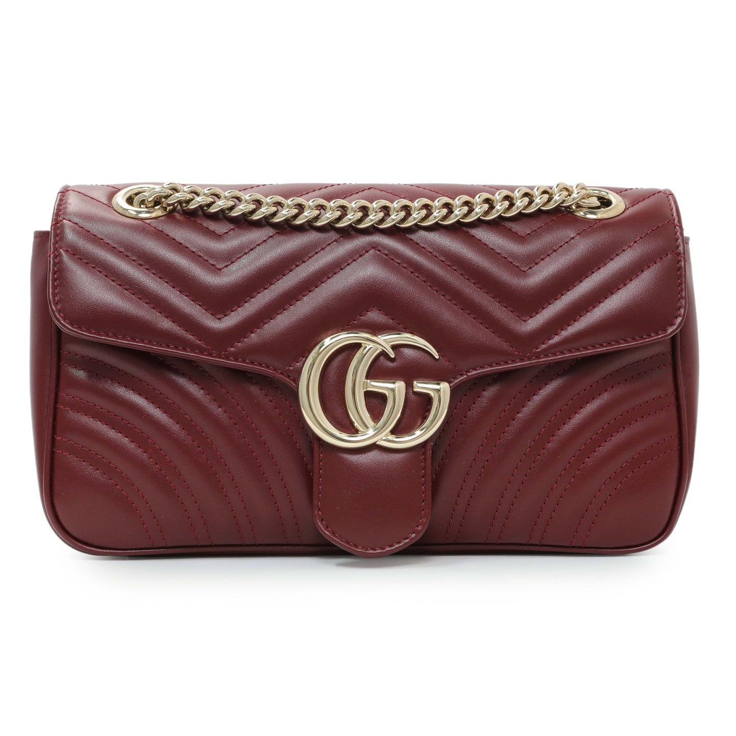 Exclusive Gucci Rosso Ancora Red Calfskin Matelasse Medium GG Marmont Shoulder Bag — Front View