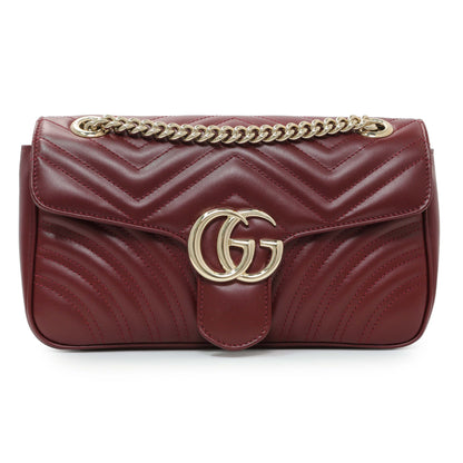 Exclusive Gucci Rosso Ancora Red Calfskin Matelasse Medium GG Marmont Shoulder Bag — Front View