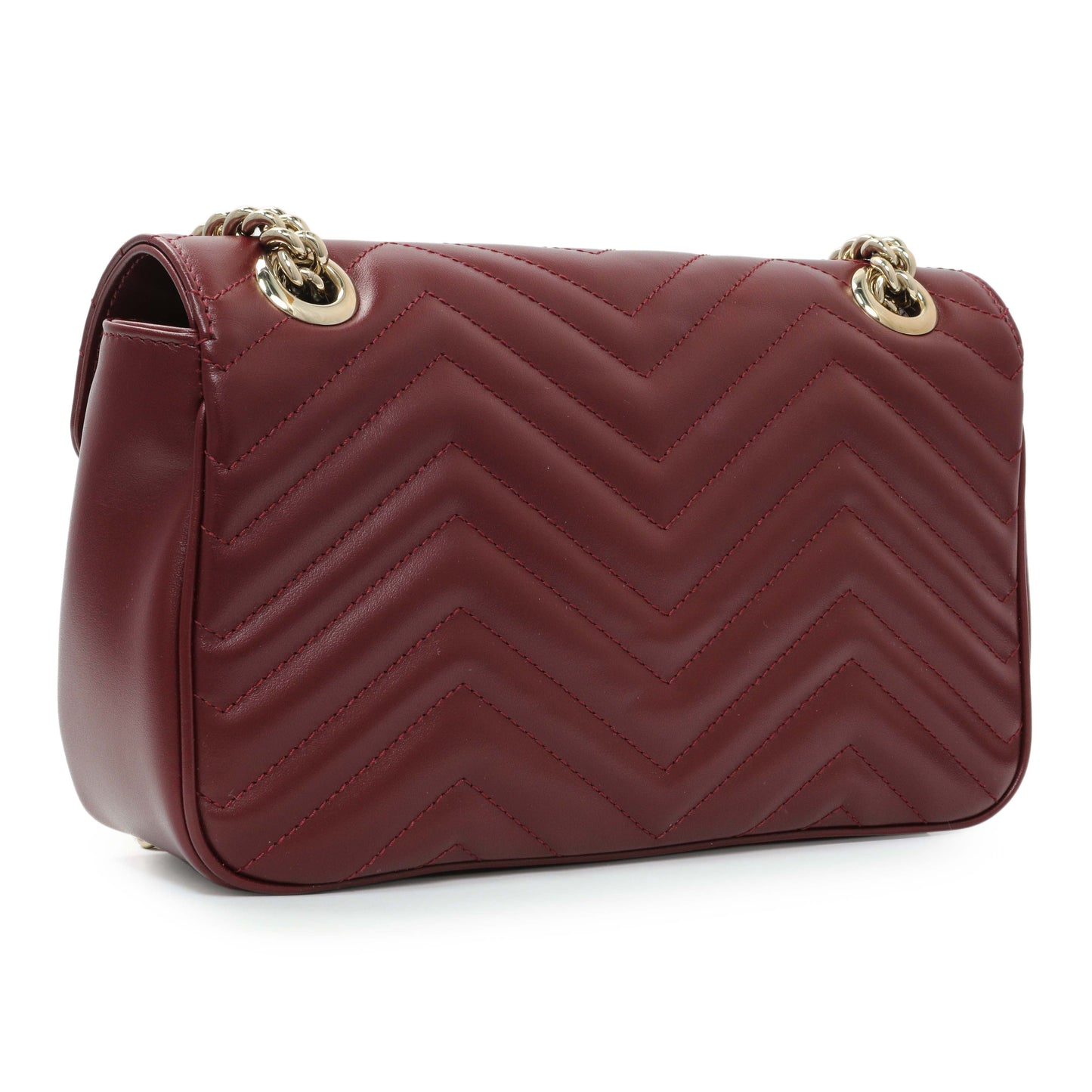 Exclusive Gucci Rosso Ancora Red Calfskin Matelasse Medium GG Marmont Shoulder Bag — Side View