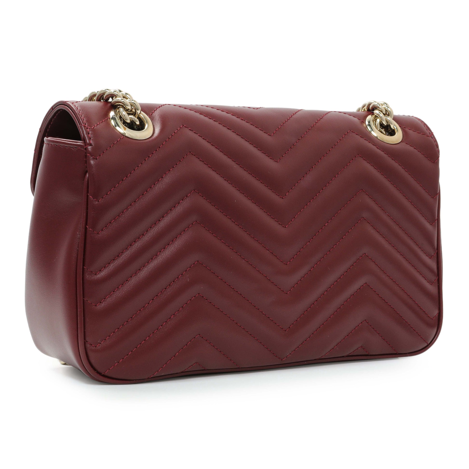 Exclusive Gucci Rosso Ancora Red Calfskin Matelasse Medium GG Marmont Shoulder Bag — Side View