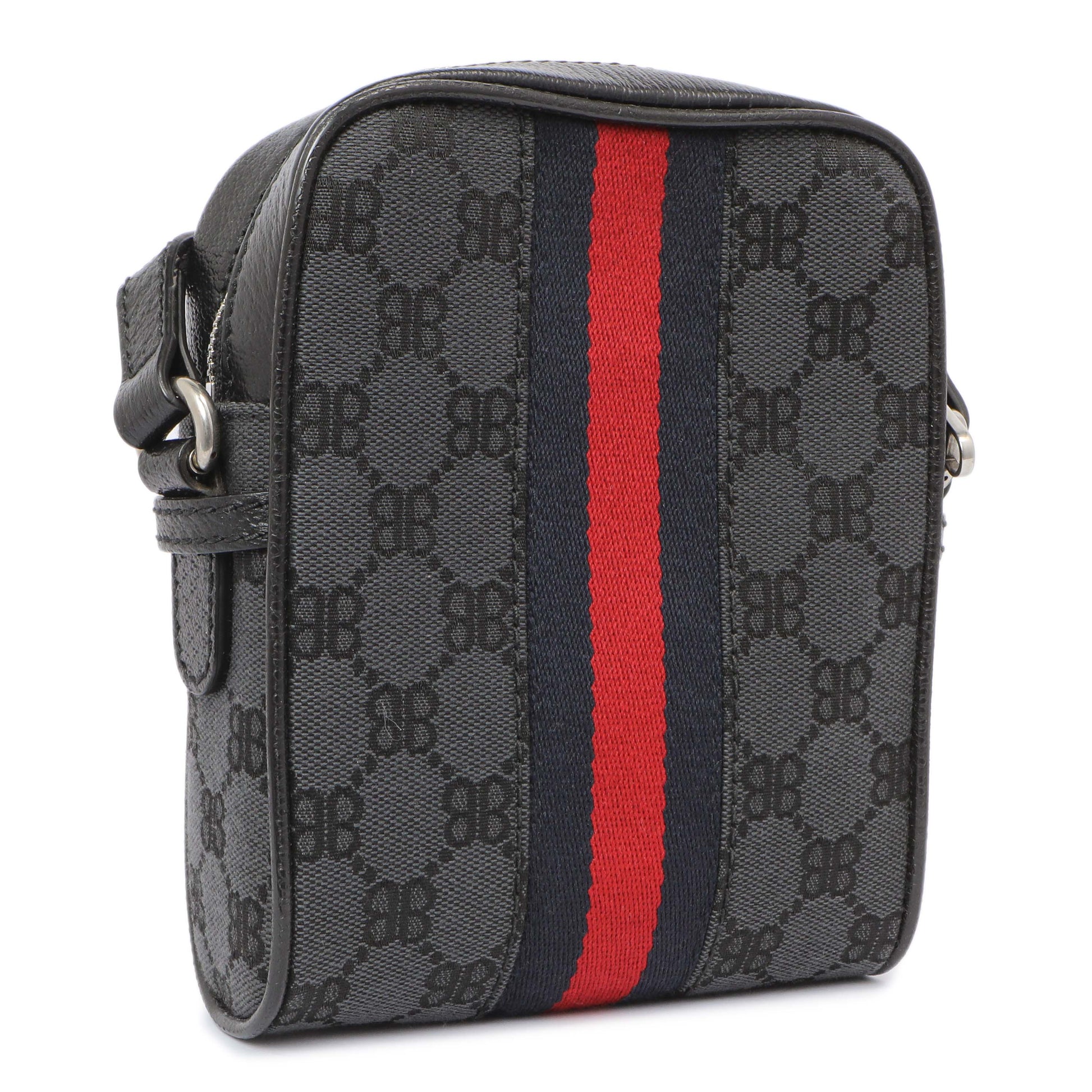 Exclusive Gucci X Balenciaga BB Monogram Web Mini Ophidia Messenger — Back View