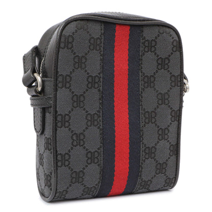 Exclusive Gucci X Balenciaga BB Monogram Web Mini Ophidia Messenger — Back View